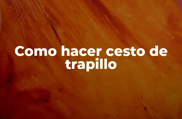 Como Hacer Cesto de Trapillo