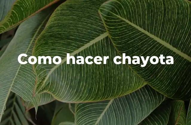 Como Hacer Chayota