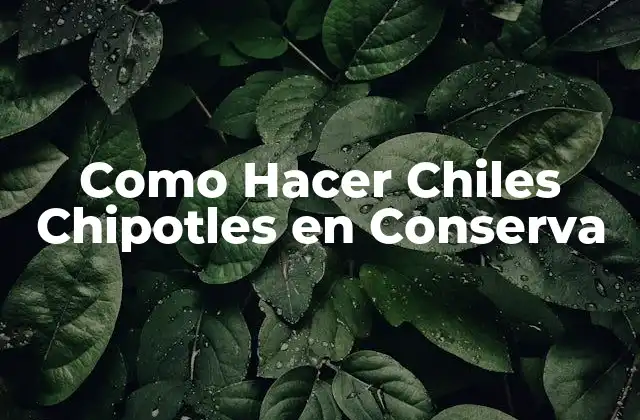 Como Hacer Chiles Chipotles en Conserva