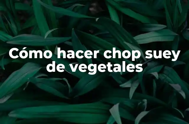 Cómo Hacer Chop Suey de Vegetales