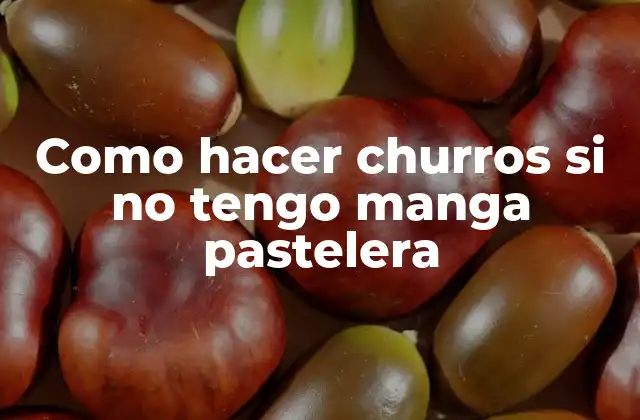 Como Hacer Churros Si No Tengo Manga Pastelera
