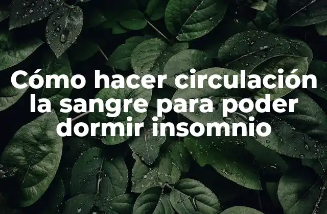 Cómo Hacer Circulación la Sangre para Poder Dormir Insomnio