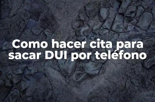 Como Hacer Cita para Sacar Dui por Teléfono
