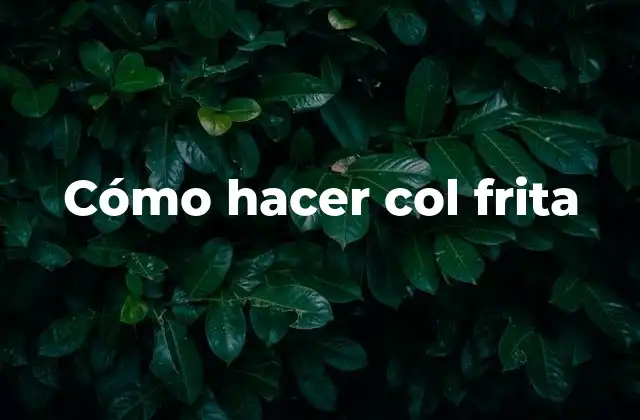 Cómo Hacer Col Frita 2 ¿Qué es la col frita?