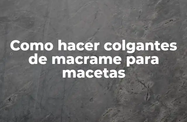Como Hacer Colgantes de Macrame para Macetas