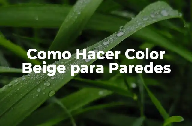 Como Hacer Color Beige para Paredes