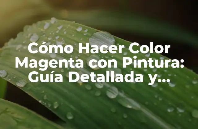 Cómo Hacer Color Magenta con Pintura: Guía Detallada y Completa