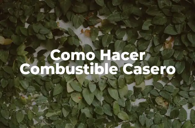 Como Hacer Combustible Casero