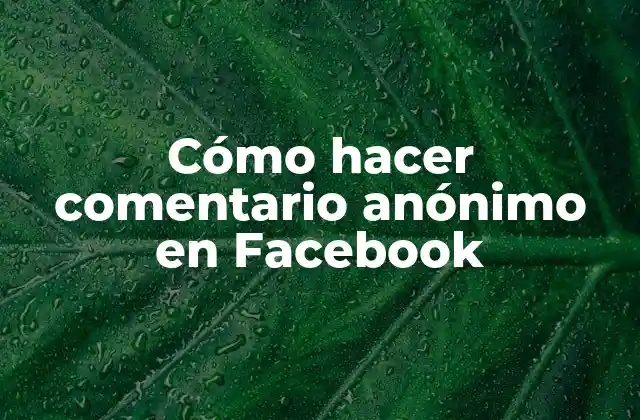 Cómo Hacer Comentario Anónimo en Facebook