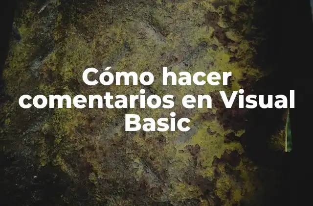 Cómo Hacer Comentarios en Visual Basic