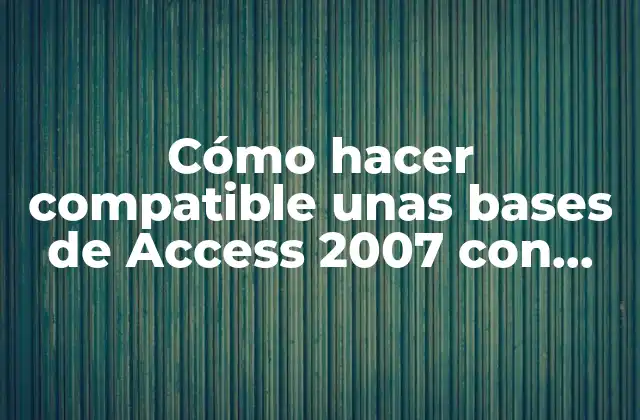 Cómo Hacer Compatible unas Bases de Access 2007 con 2013