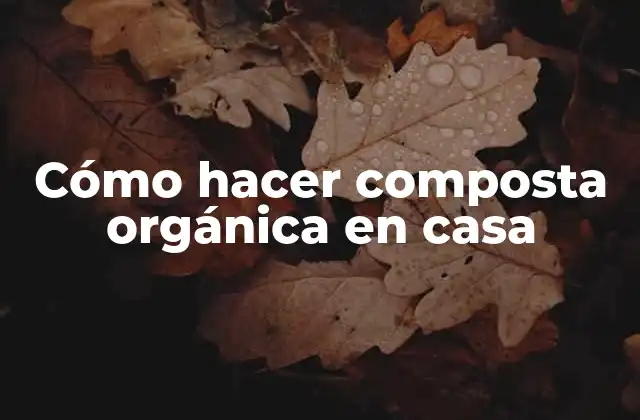 Cómo Hacer Composta Orgánica en Casa