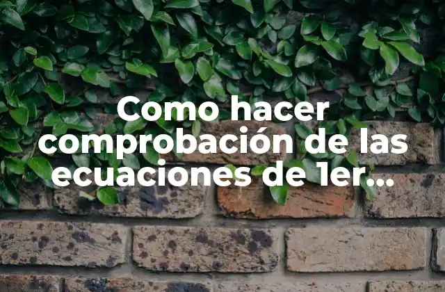 Como Hacer Comprobación de las Ecuaciones de 1er Grado