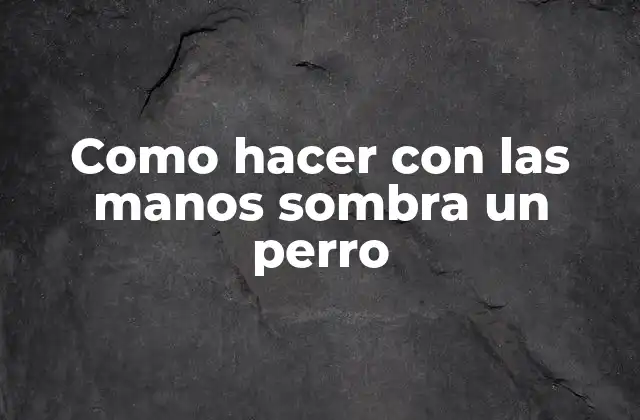 Como Hacer con las Manos Sombra un Perro