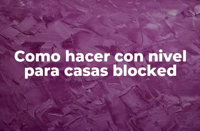 Como Hacer con Nivel para Casas Blocked
