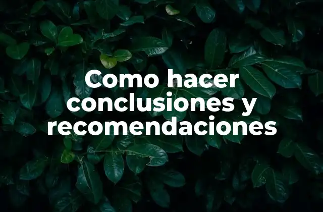 Como Hacer Conclusiones y Recomendaciones