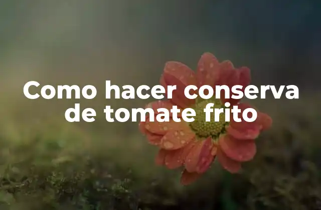 Como Hacer Conserva de Tomate Frito