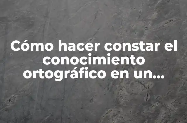 Cómo Hacer Constar el Conocimiento Ortográfico en un Currículum