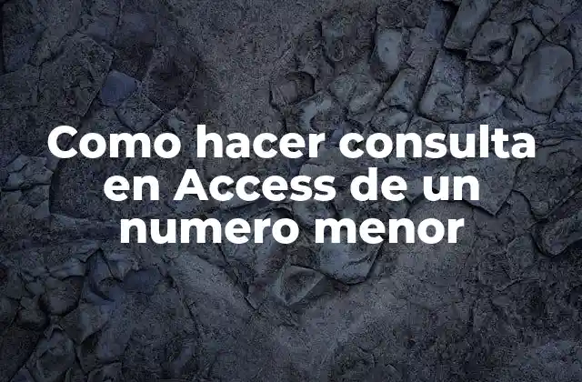 Como Hacer Consulta en Access de un Numero Menor