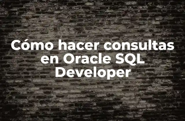 Cómo hacer consultas en Oracle SQL Developer