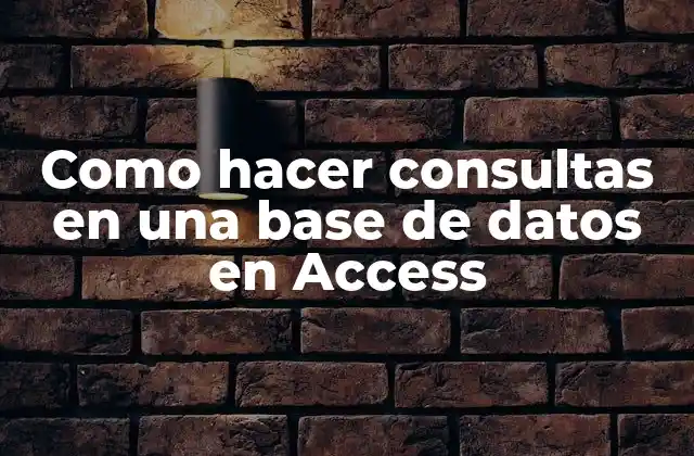 Como hacer consultas en una base de datos en Access