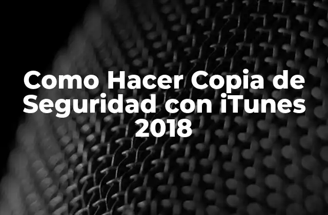 Como Hacer Copia de Seguridad con Itunes 2018