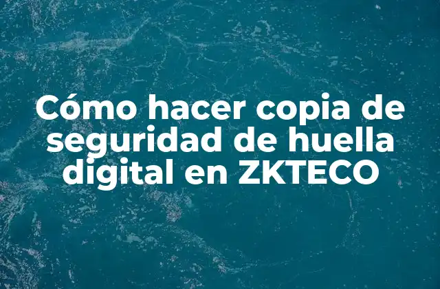 Cómo Hacer Copia de Seguridad de Huella Digital en Zkteco