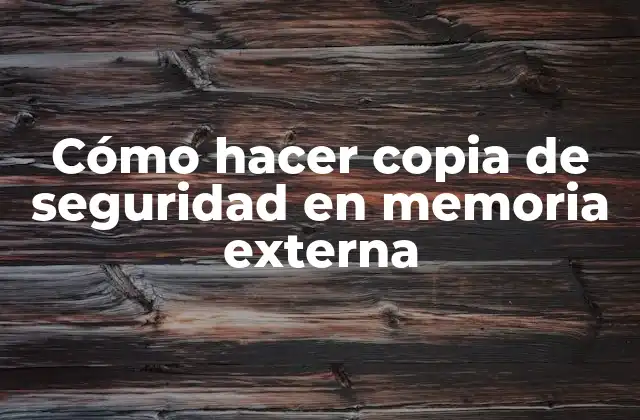 Cómo Hacer Copia de Seguridad en Memoria Externa