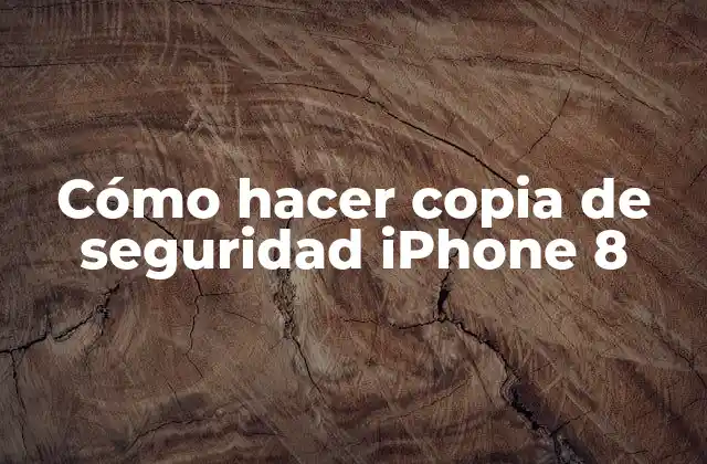 Cómo Hacer Copia de Seguridad Iphone 8