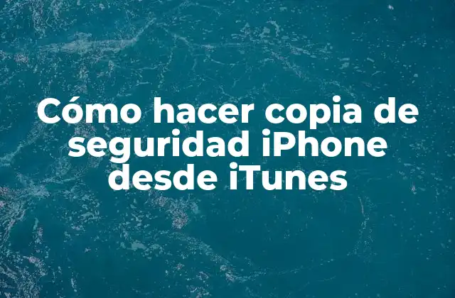 Cómo Hacer Copia de Seguridad Iphone desde Itunes