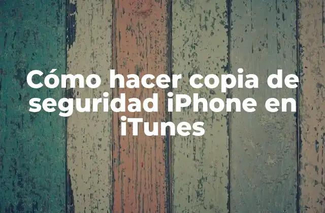 Cómo Hacer Copia de Seguridad Iphone en Itunes