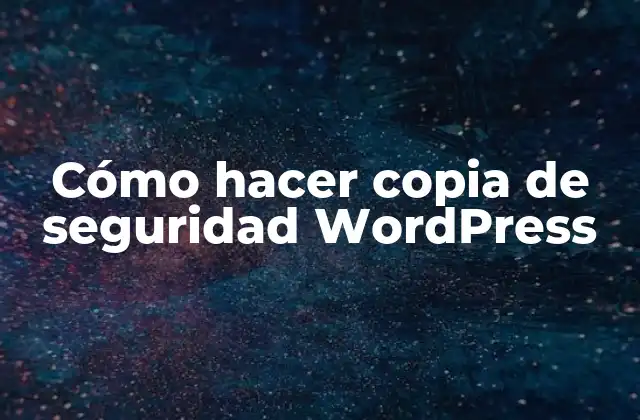 Cómo Hacer Copia de Seguridad WordPress