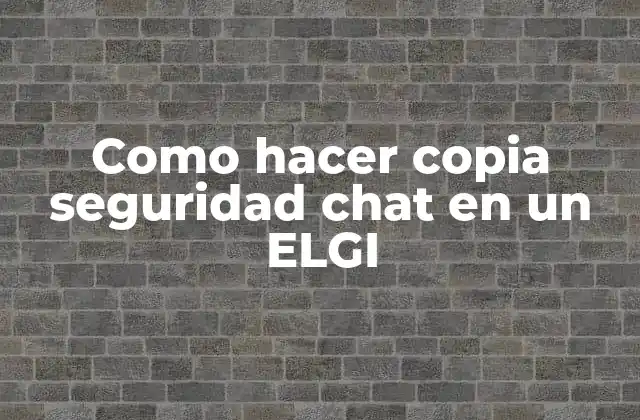 Como Hacer Copia Seguridad Chat en un Elgi