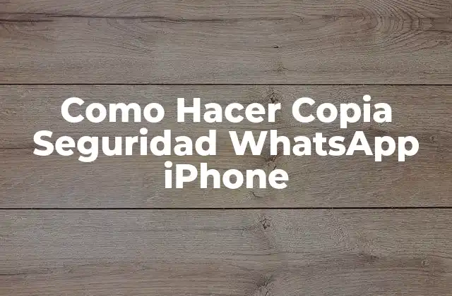 Como Hacer Copia Seguridad Whatsapp Iphone