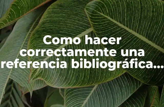 Como Hacer Correctamente una Referencia Bibliográfica con Normas Apa