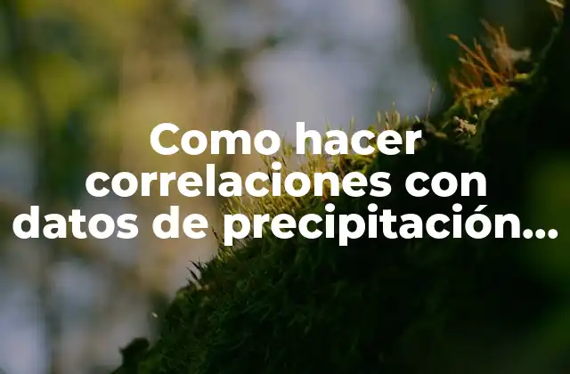 Como Hacer Correlaciones con Datos de Precipitación de Dos Estaciones