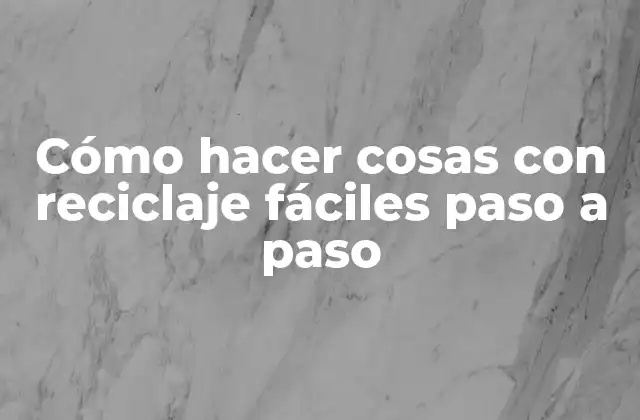 Cómo Hacer Cosas con Reciclaje Fáciles Paso a Paso