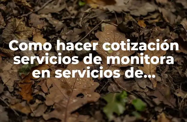 Como Hacer Cotización Servicios de Monitora en Servicios de Gastronomía