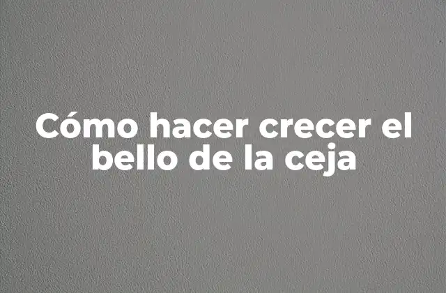 Cómo Hacer Crecer el Bello de la Ceja