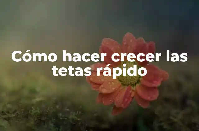 Cómo Hacer Crecer las Tetas Rápido