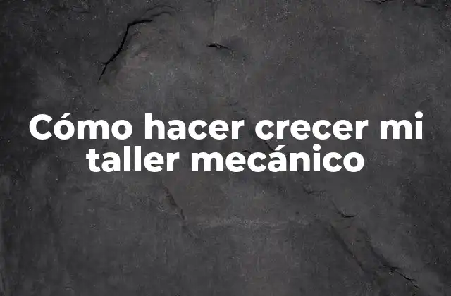 Cómo Hacer Crecer Mi Taller Mecánico