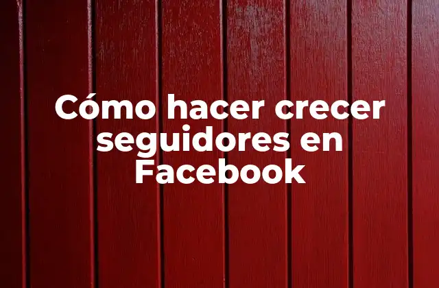 Cómo Hacer Crecer Seguidores en Facebook