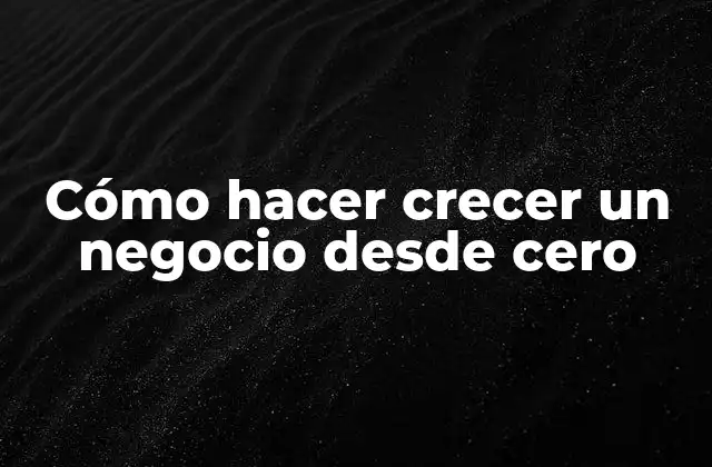 Cómo Hacer Crecer un Negocio desde Cero