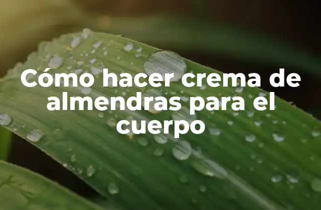 Cómo Hacer Crema de Almendras para el Cuerpo