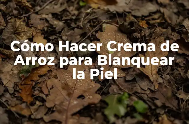 Cómo Hacer Crema de Arroz para Blanquear la Piel