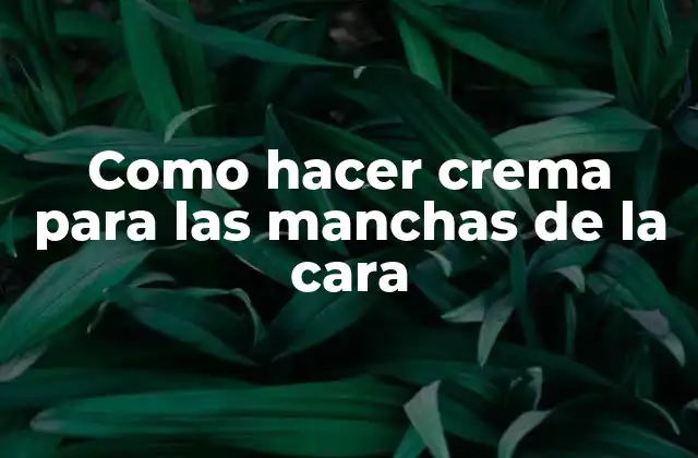 Como Hacer Crema para las Manchas de la Cara