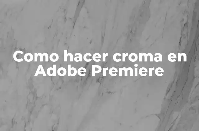 Como Hacer Croma en Adobe Premiere
