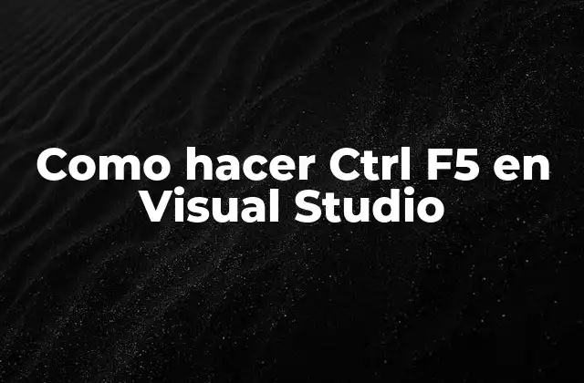 Como Hacer Ctrl F5 en Visual Studio