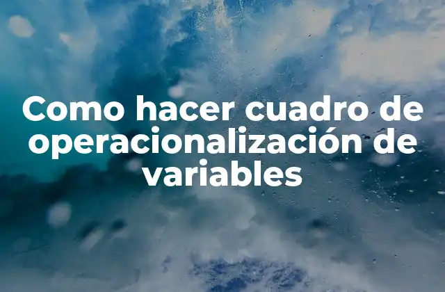 Cuadro de operacionalización de variables