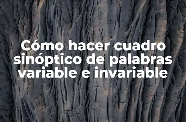 Cómo Hacer Cuadro Sinóptico de Palabras Variable e Invariable